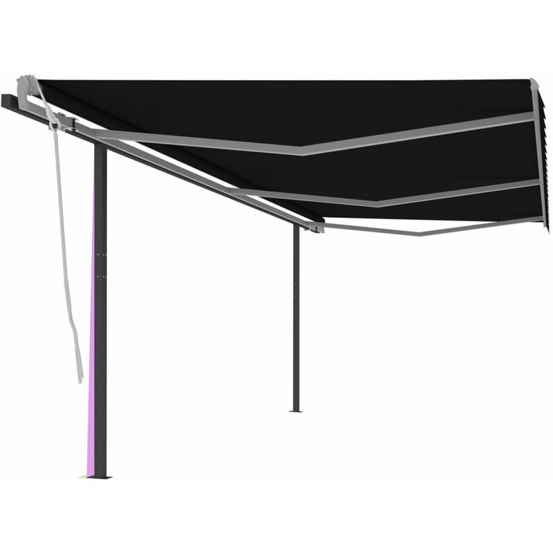 

Toldo manual retractil con postes gris antracita 6x3 m