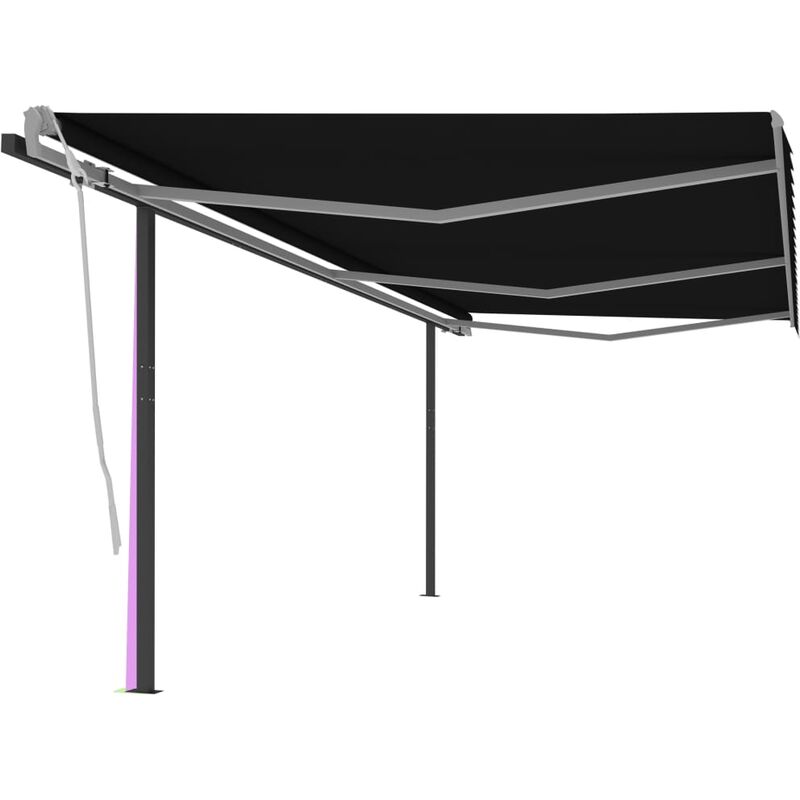 

Toldo manual retráctil con postes gris antracita 6x3 m