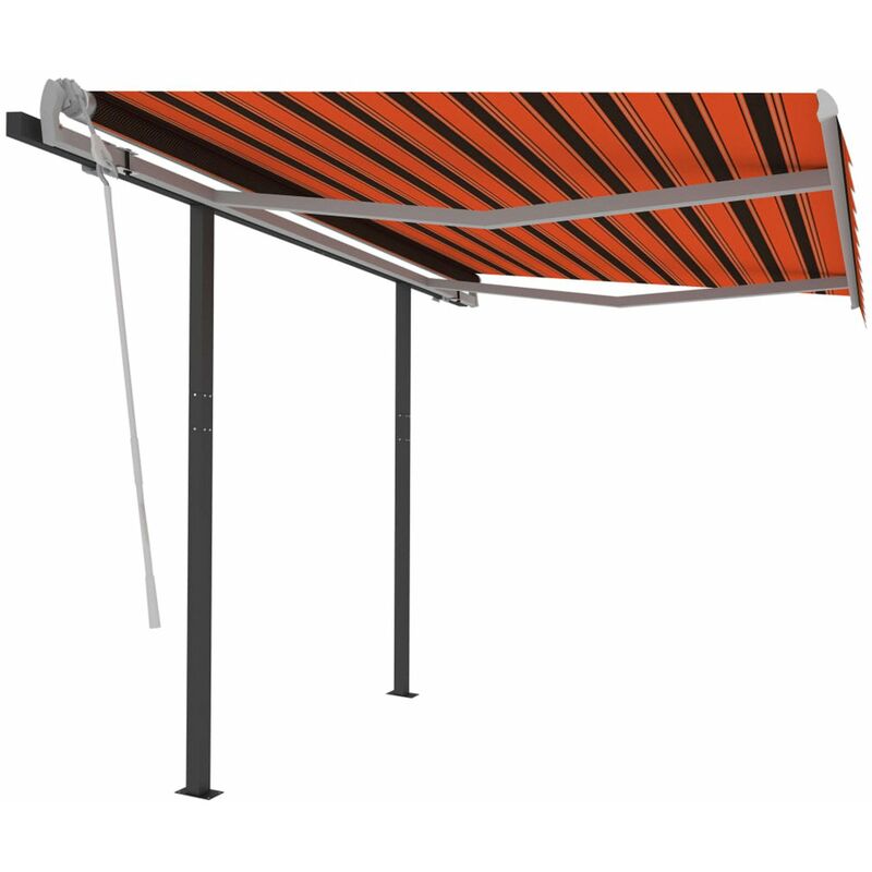 

Toldo manual retractil con postes naranja y marron 3x2,5 m