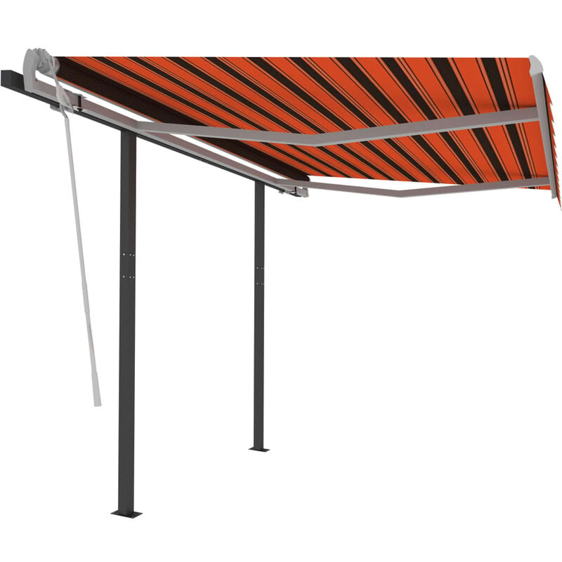 

Toldo manual retráctil con postes naranja y marrón 3x2,5 m