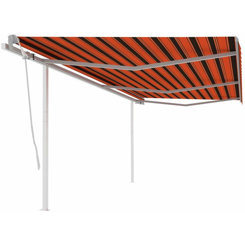 

Toldo manual retractil con postes naranja y marron 6x3 m