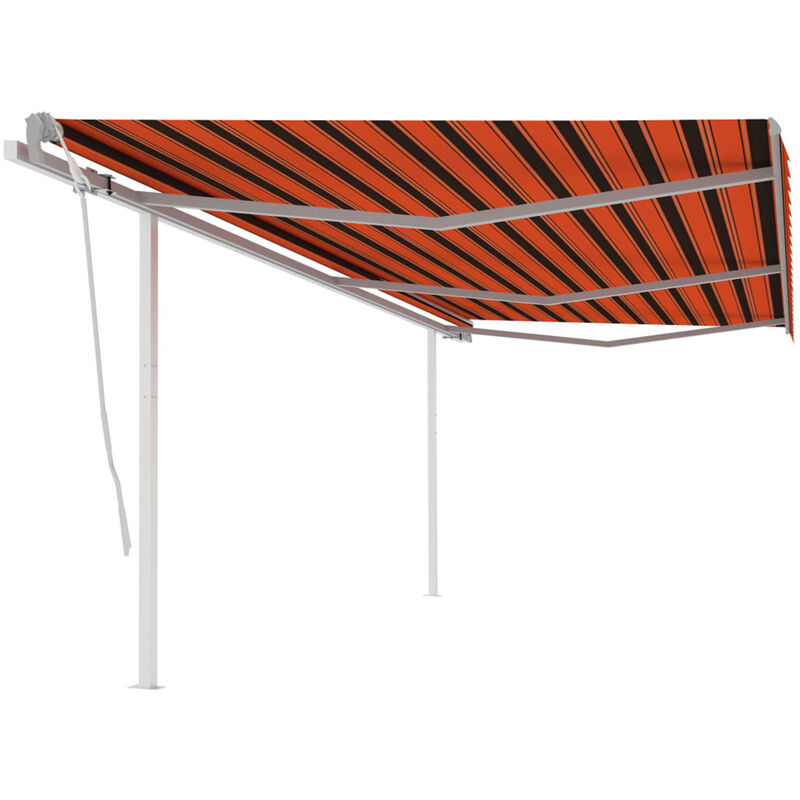 

Toldo manual retractil con postes naranja y marron 6x3 m