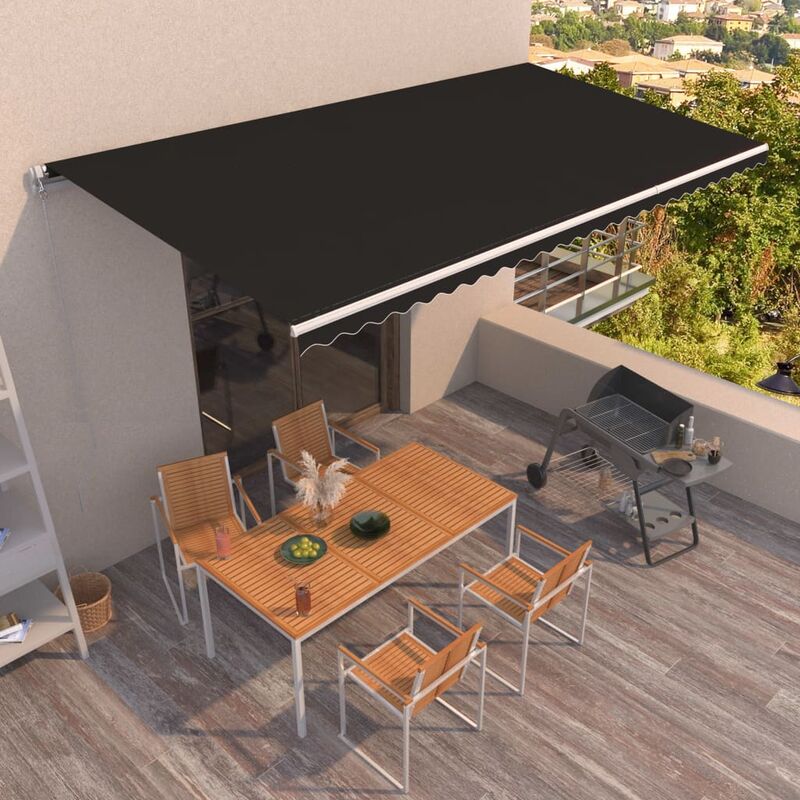 

Toldo manual retráctil gris antracita 600x350 cm