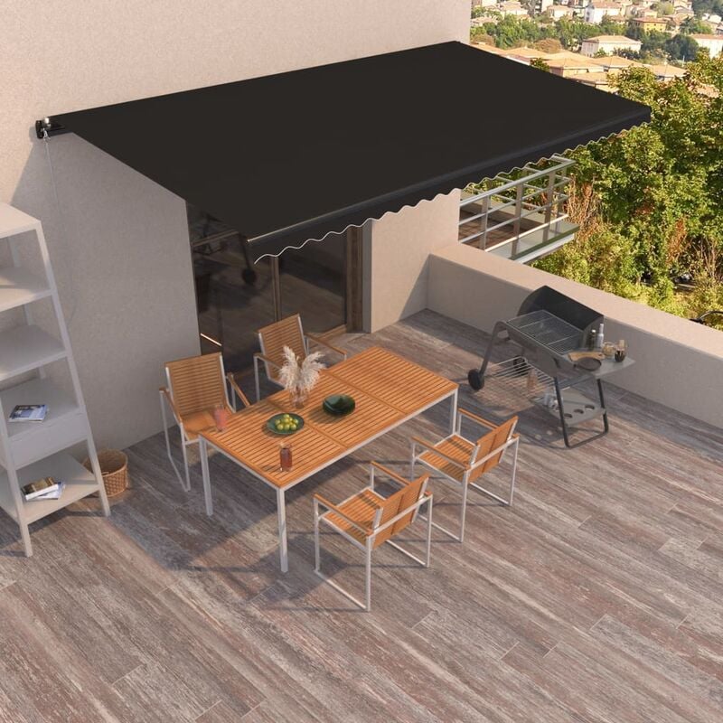 

Toldo manual retráctil gris antracita 600x350 cm