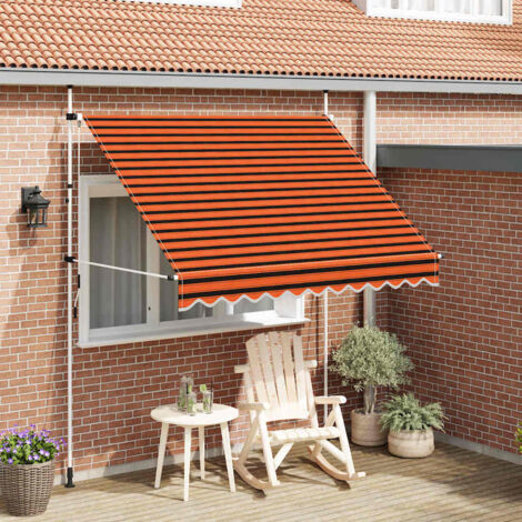 Toldo manual retráctil naranja y marrón 250 cm