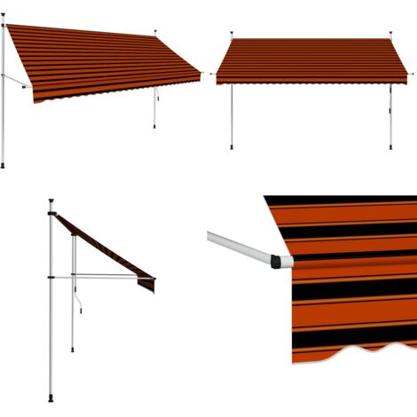 Toldo manual retráctil naranja y marrón 300 cm - Toldo retráctil - Toldo para ventana