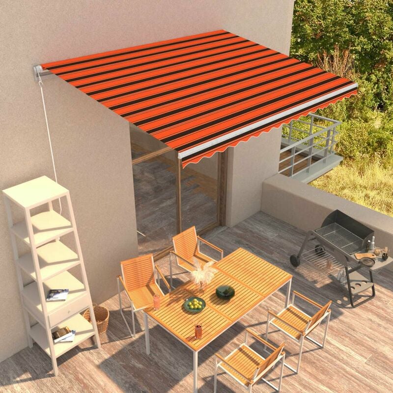 

Toldo manual retractil naranja y marron 400x300 cm