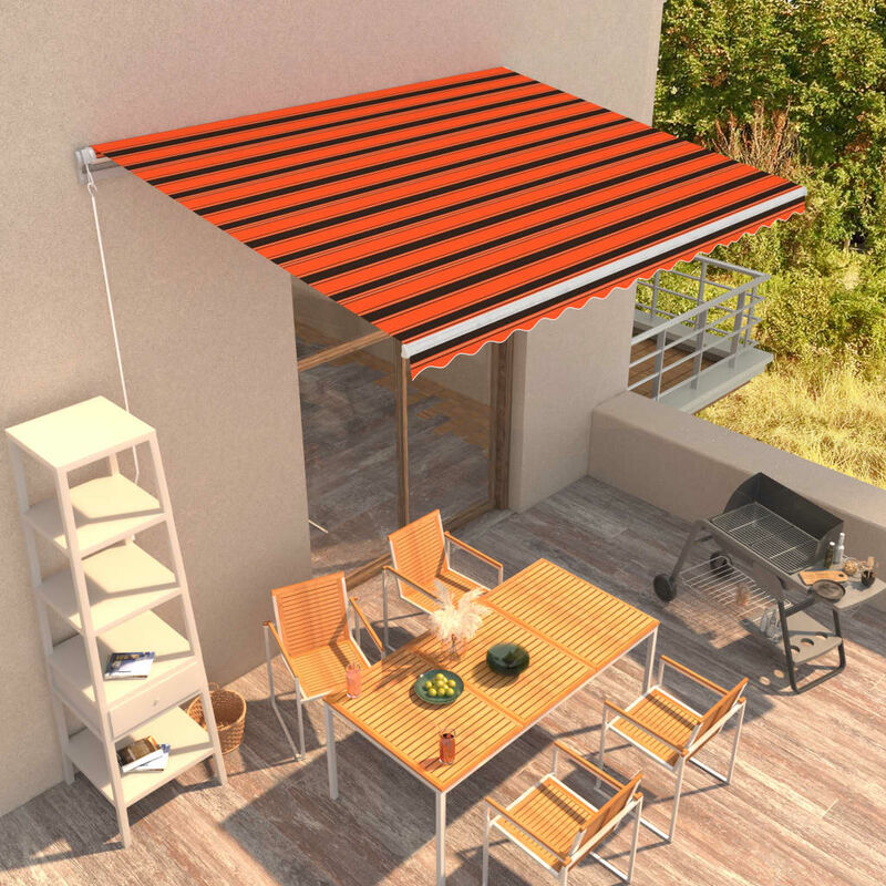 

Toldo manual retráctil naranja y marrón 400x300 cm