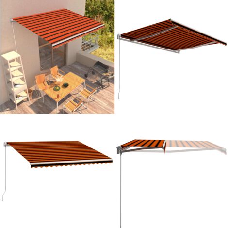 Toldo manual retráctil naranja y marrón 400x300 cm - Toldo retráctil - Toldo de jardín