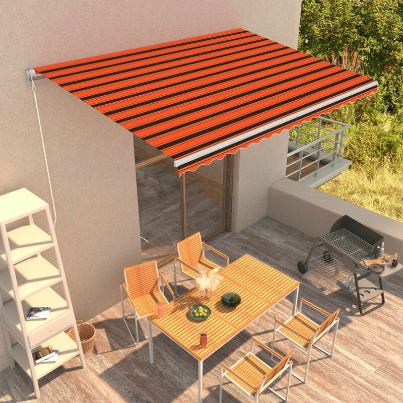 

Toldo manual retractil naranja y marron 450x300 cm