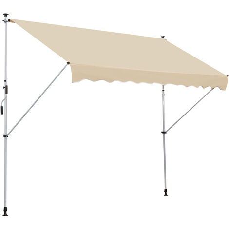 Toldo Manual Retráctil para Exterior 300x150x170-280 cm Toldo Enrollable Altura Ajustable con Manivela Protección Solar para Terraza Balcón Jardín