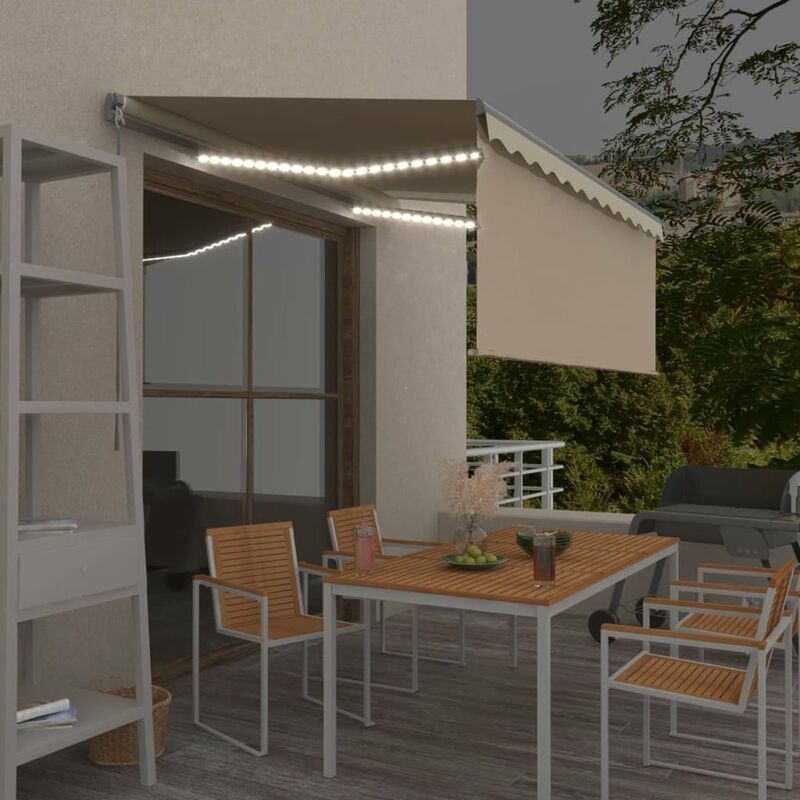 

Toldo manual retractil persiana LED crema 3,5x2,5m