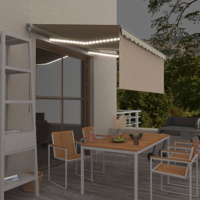 

Toldo manual retráctil persiana LED crema 3,5x2,5m