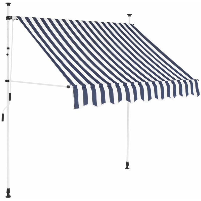 

Toldo manual retráctil 150 cm azul y blanco a rayas - Azul