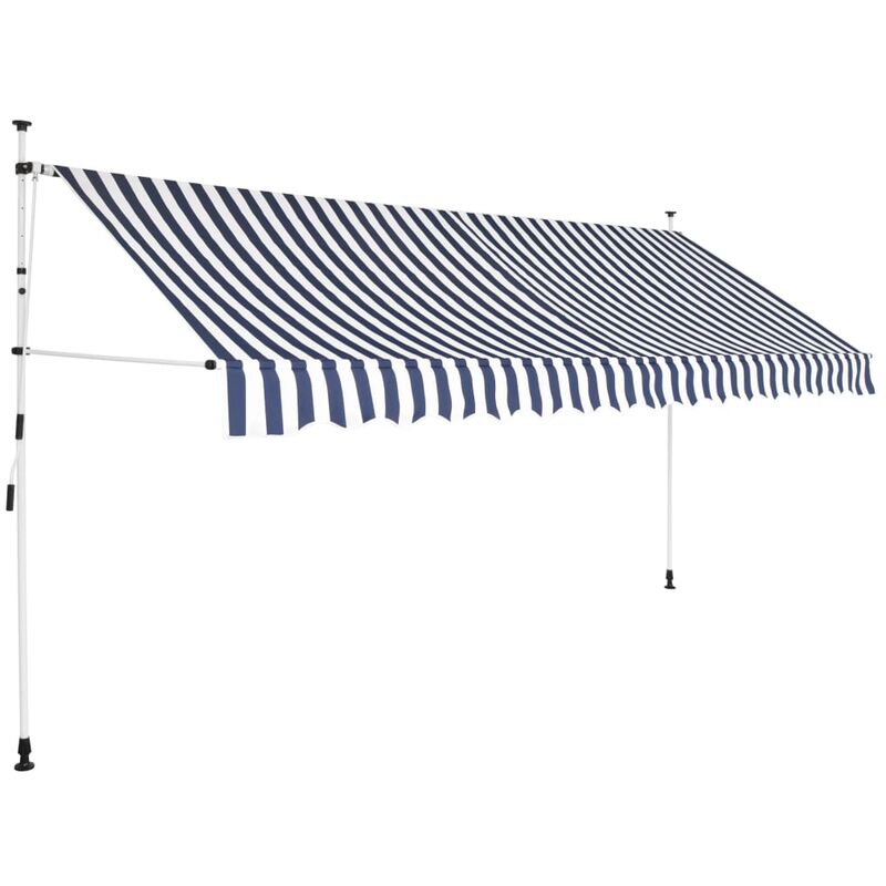 

Toldo manual retráctil 400 cm azul y blanco a rayas - Azul