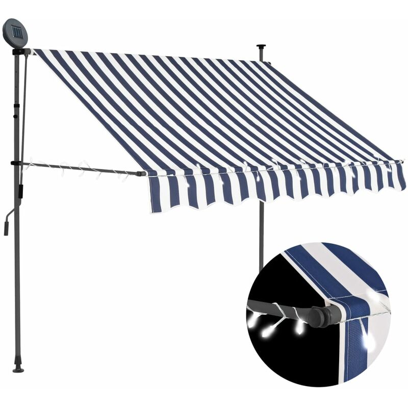 

Toldo manual retráctil con LED azul y blanco 150 cm - Multicolor