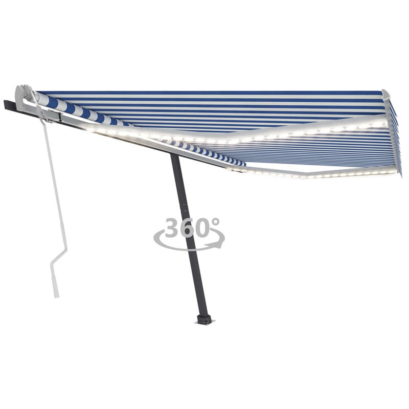 

Toldo manual retr¨¢ctil con LED azul y blanco 450x350 cm