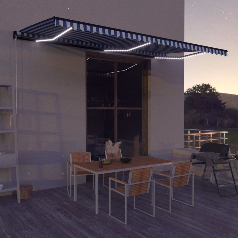 

Toldo manual retráctil con LED azul y blanco 600x300 cm - Azul