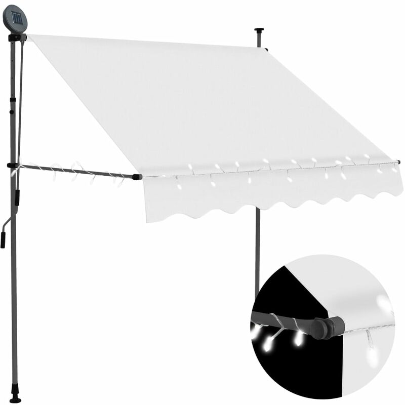 

Toldo manual retráctil con LED color crema 200 cm - Crema