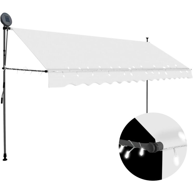 

Toldo manual retráctil con LED color crema 350 cm - Crema