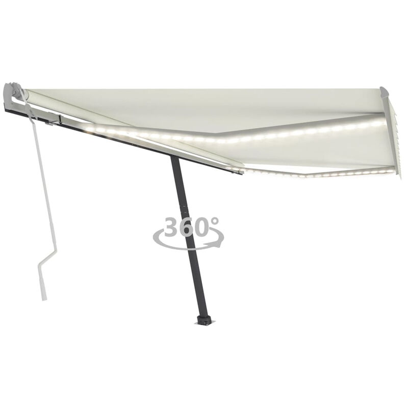 

Toldo manual retr¨¢ctil con LED color crema 400x300 cm