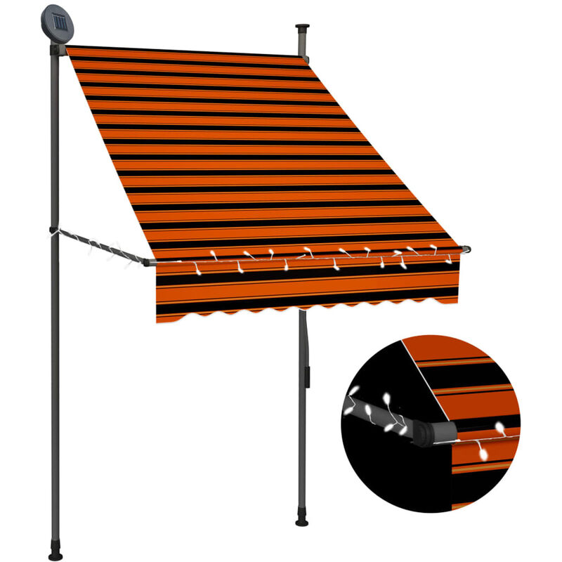 

Toldo manual retr¨¢ctil con LED naranja y marron 100 cm