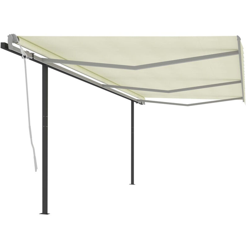 

Toldo manual retr¨¢ctil con postes color crema 6x3,5 m