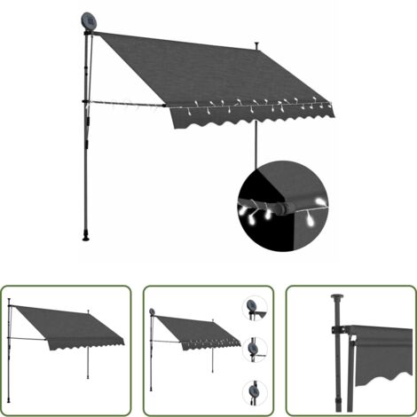 Toldo manual -  Toldo manual retráctil con LED gris antracita 250 cm