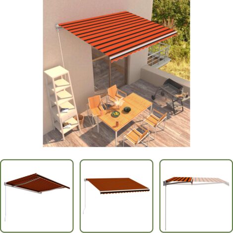 Toldo manual -  Toldo manual retráctil naranja y marrón 400x300 cm
