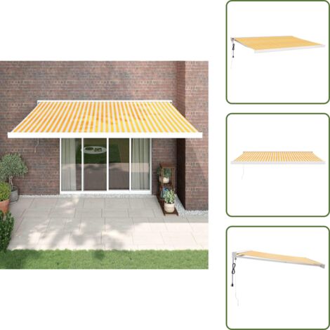 Toldo motorizado - vidaXL Toldo retráctil aluminio y tela amarillo y blanco 4,5x3 m - Toldo aluminio