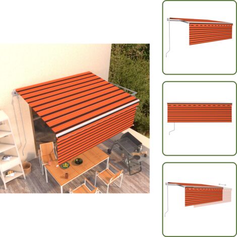 Toldo naranja/marrón - vidaXL Toldo retráctil automático con persiana naranja/marrón 4,5x3 m - Toldo exterior