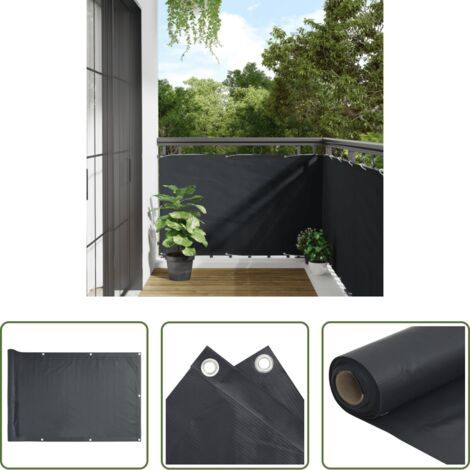 Toldo para balcón gris antracita -  Toldo para balcón tela oxford 90x600 cm gris antracita
