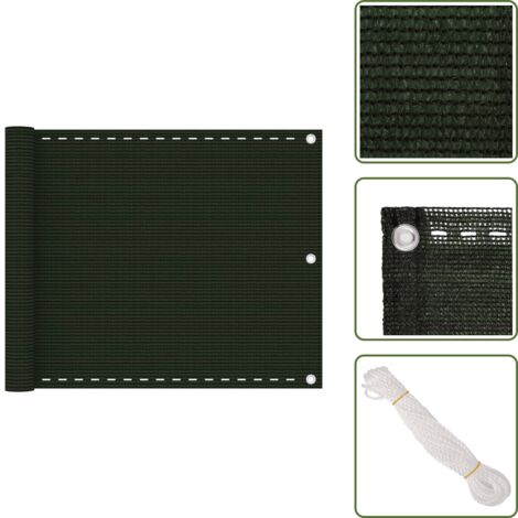 Toldo para balcón HDPE verde oscuro 75x500 cm