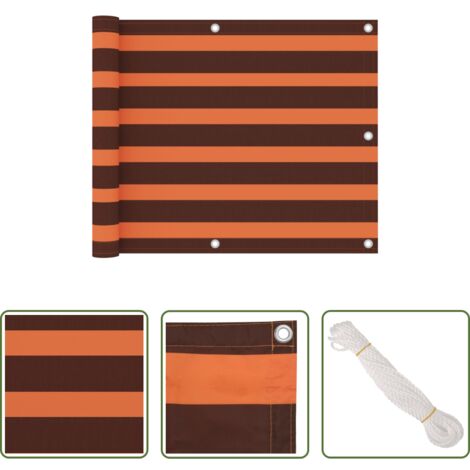 Toldo para balcón oxford -  Toldo para balcón tela oxford naranja y marrón 75x500 cm
