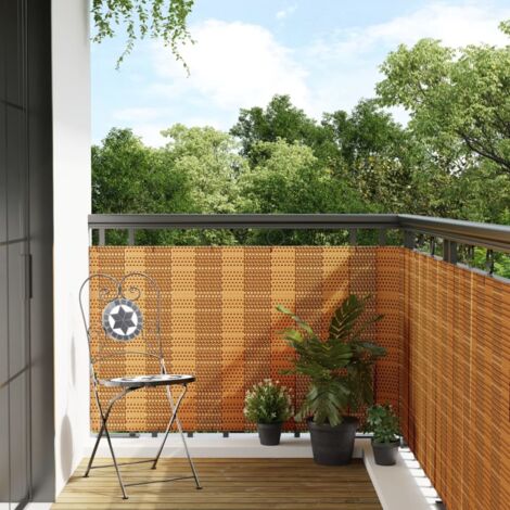 Toldo para balcón ratán sintético marrón claro 600x80 cm
