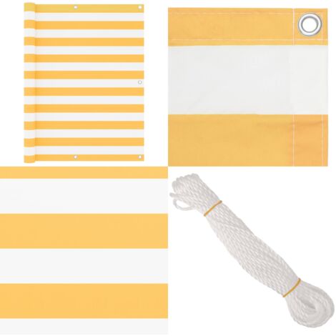 Toldo para balcón tela oxford blanco y amarillo 120x400 cm - Toldo impermeable - Toldo oxford