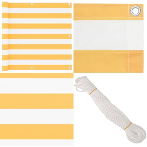 Toldo para balcón tela oxford blanco y amarillo 90x400 cm - Toldo impermeable - Toldo de oxford