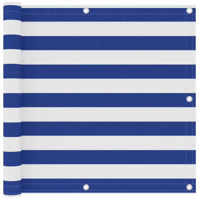

Toldo para balcón tela oxford blanco y azul 90x500 cm