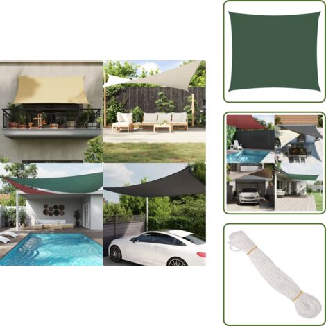 Toldo para balcón - vidaXL Toldo de vela rectangular tela Oxford verde oscuro 2,5x3 m - Toldo para parque infantil
