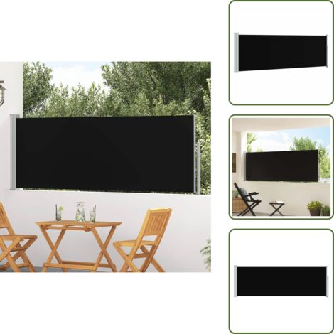 Toldo para balcón - vidaXL Toldo lateral retráctil de jardín negro 100x300 cm - Toldo negro