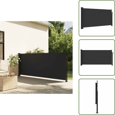 Toldo para balcón - vidaXL Toldo lateral retráctil negro 100x500 cm - Toldo para terraza