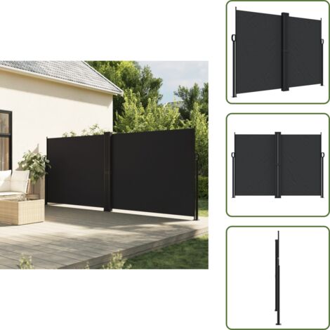 Toldo para balcón - vidaXL Toldo lateral retráctil negro 180x1000 cm - Toldo para terraza