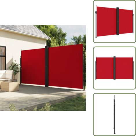 Toldo para balcón - vidaXL Toldo lateral retráctil rojo 200x1000 cm - Toldo para terraza