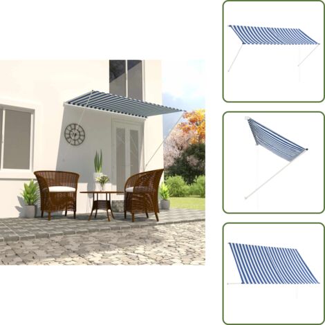 Toldo para balcón - vidaXL Toldo retráctil 250x150 cm azul y blanco - Toldo impermeable