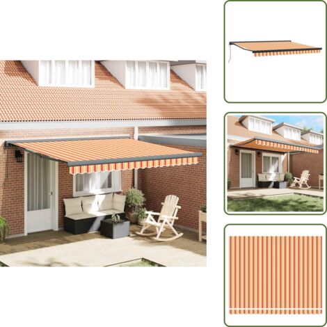 Toldo para balcones - vidaXL Toldo retráctil aluminio y tela amarillo y blanco 4x3 m - Toldo para patios