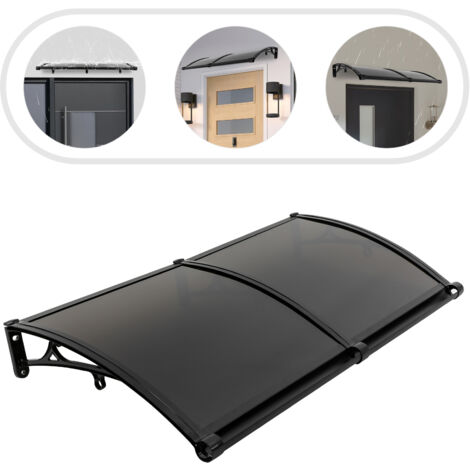 Toldo para entrada, 120 x 60 cm, toldo transparente abovedado, reforzado con varillas de aluminio, toldo para ventana, toldo de un solo lado, protege del sol y de la lluvia, negro
