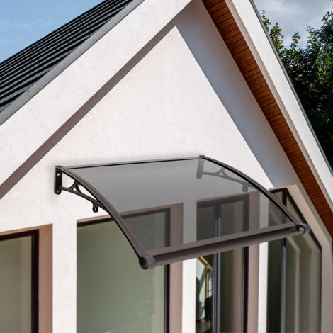 Toldo para entrada de puerta con canalón, toldos para puertas, cubierta exterior para ventanas con soporte de plástico-acero, cubierta de policarbonato, protección UV, lluvia, protección contra nieve 