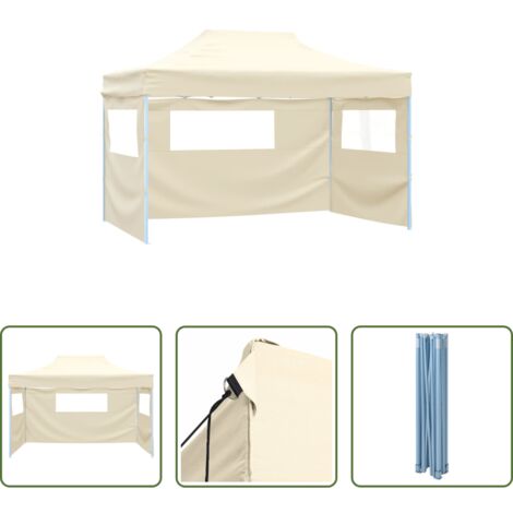 Toldo para eventos -  Carpa pleglable con 3 paredes crema 3x4,5 m