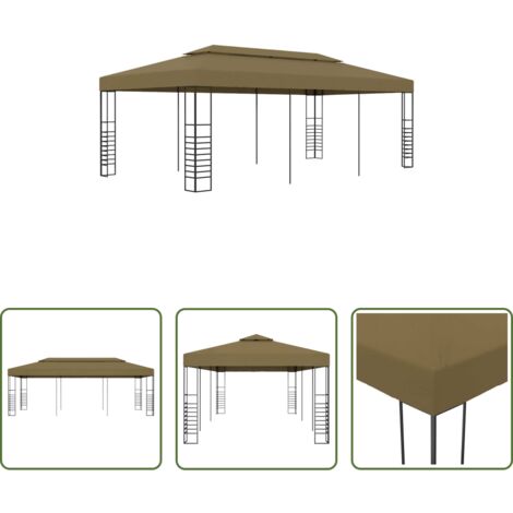 Toldo para jardín -  Cenador de jardín 6x3x2,7 m gris taupe 180 g/m²
