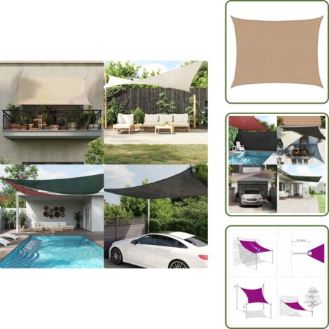 Toldo para jardín - vidaXL Toldo de vela HDPE gris taupe 160 g/m² 6x7 m - Toldo para terraza